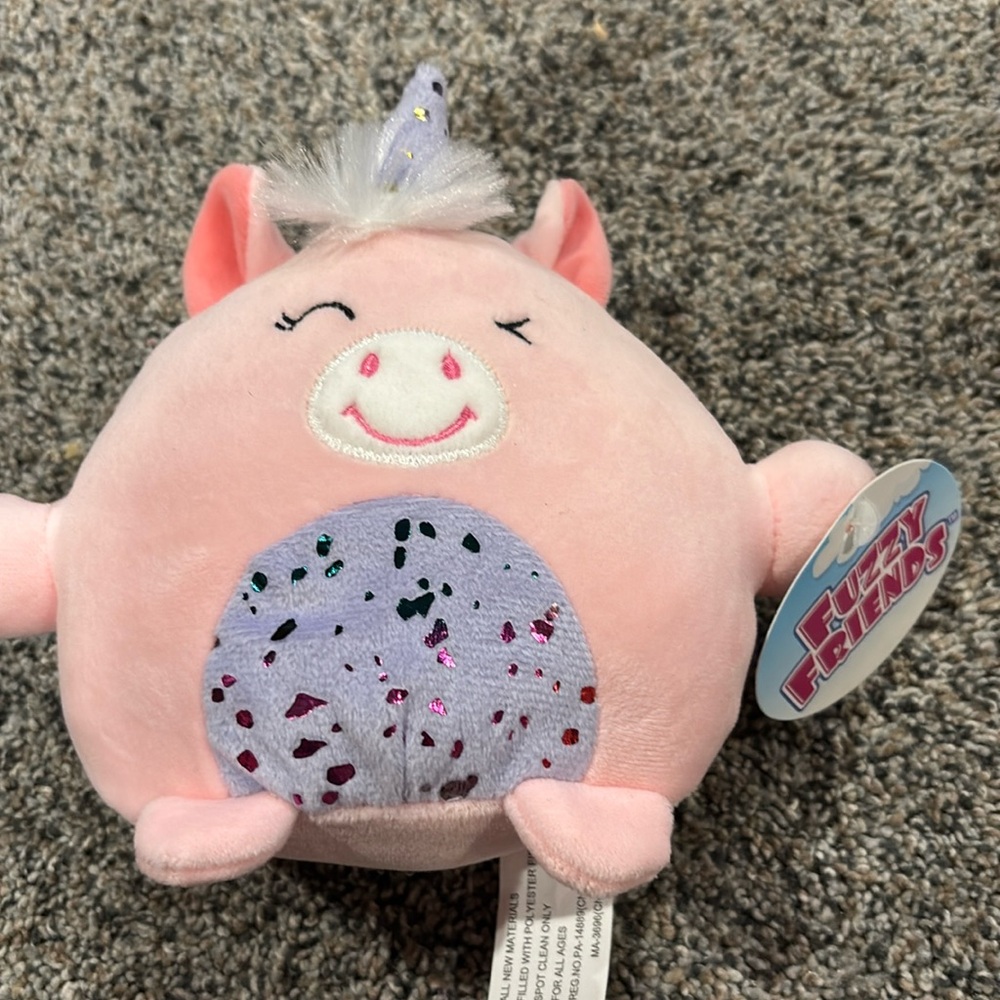 Fuzzy Friends Squishy Plush Toy Unicorn Character NWT